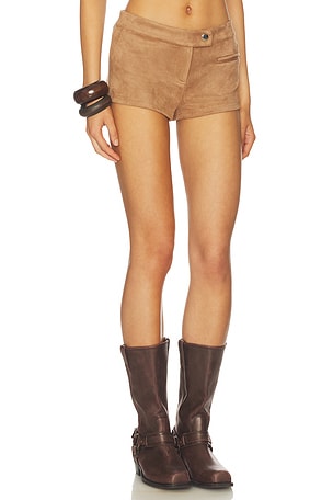 MORE TO COME Graysen Faux Suede Short in Tan