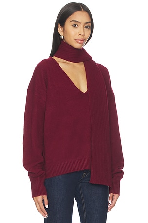 MORE TO COME Mishka Scarf Sweater in Burgundy