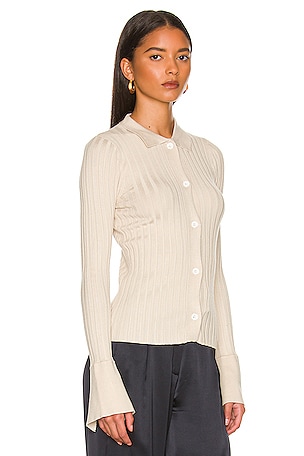 MORE TO COME Brandy Button Front Sweater in Beige