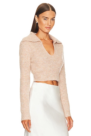 MORE TO COME Carly Deep V Sweater in Nude