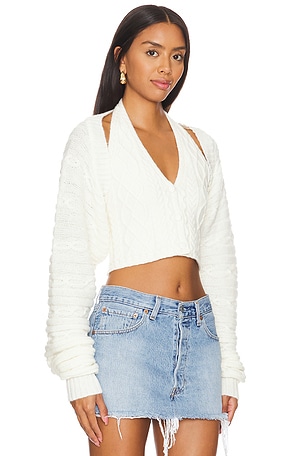 MORE TO COME Darby Shrug in Ivory. Size L. Also