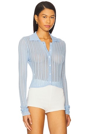 MORE TO COME Fosca Button Up Sweater in Baby Blue