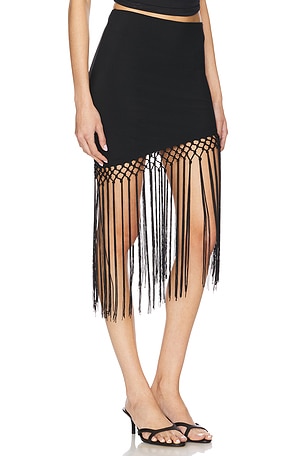 MORE TO COME Sadie Fringe Skirt in Black