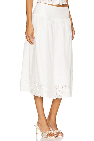 MORE TO COME Cassandra Midi Skirt in White