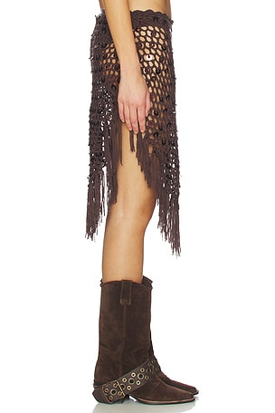 MORE TO COME Lorelai Crochet Skirt in Brown