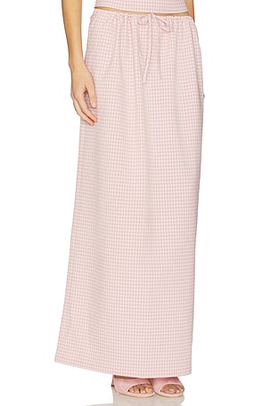 MORE TO COME Luciya Drawstring Maxi Skirt in Pink
