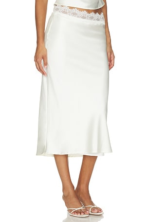 MORE TO COME Rowan Lace Midi Skirt in Ivory