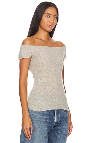 MORE TO COME Malia Open Back Knit Top in Beige