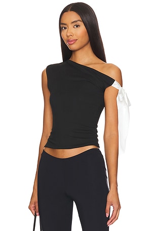 MORE TO COME Raquel Tie Sleeve Top in Black