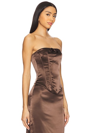 MORE TO COME Elenor Strapless Top en Marron