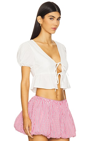 MORE TO COME Shiloh Puff Sleeve Top in White