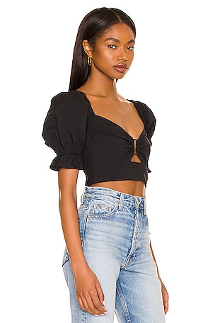 MORE TO COME Elizabeth Puff Sleeve Top in Black