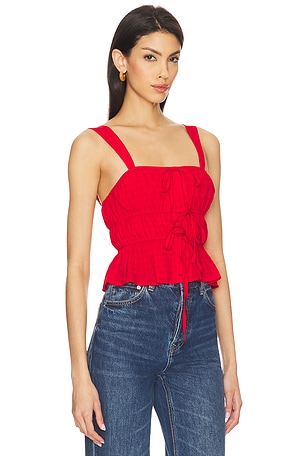 MORE TO COME Betsey Tie Front Top in Red