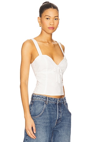 MORE TO COME Chloe Lace Up Back Top in White