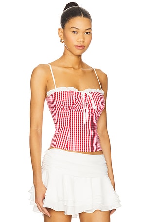 MORE TO COME Beckie Top in Red. Size S. Also