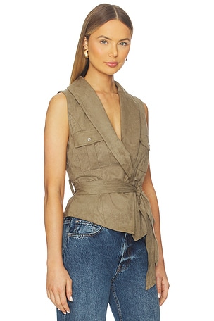 MORE TO COME Aaliyah Faux Suede Vest in Sage