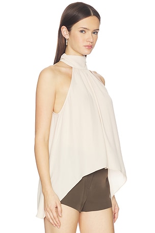 MORE TO COME Frankie High Neck Top in Cream. Size XXS. Also