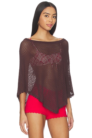 MORE TO COME Daleyza Poncho Top in Brown