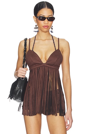 Moriah Fringe Faux Suede Top MORE TO COME