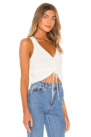 MORE TO COME Khloe Ruched Knit Top in White