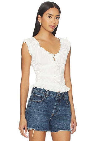 MORE TO COME Kristie Ruched Top in White