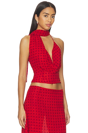 MORE TO COME Landry Cowl Neck Top in Red. Size XXS. Also