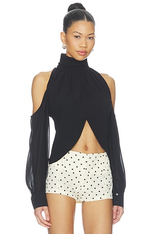 MORE TO COME Chiara Cold Shoulder Top in Black