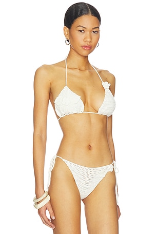 MORE TO COME Lakeisha Crochet Bikini Top in Ivory