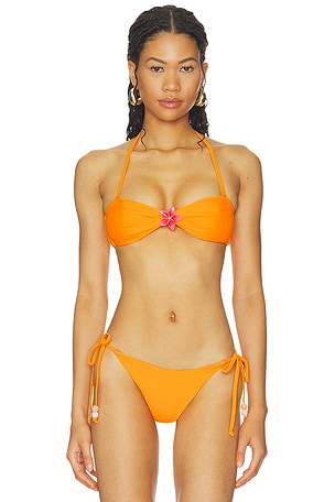 MORE TO COME Abilene Bandeau Bikini Top in Orange. Size XXS. Also