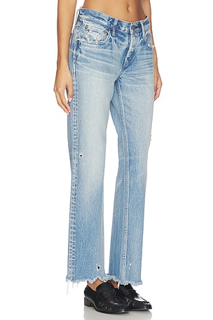 Moussy Vintage Mattapan Straight Low Rise Jeans in Blue
