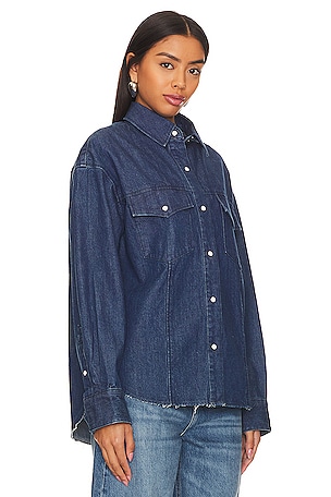 Moussy Vintage Ansel Western Shirt in Denim-Dark