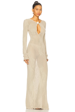 Mirror Palais Rose Pointelle Dress in Taupe