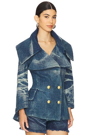 Masha Popova Oversized Collar Blazer in Blue