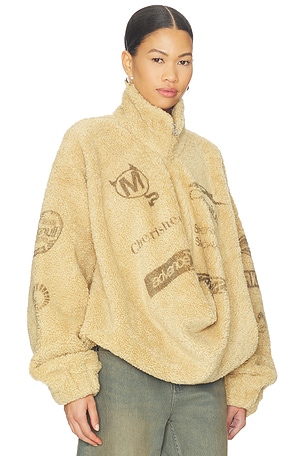 MARRKNULL Draped Fleece Jacket in Tan