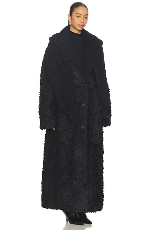 MARRKNULL Two-piece Waxed Trench Coat in Black