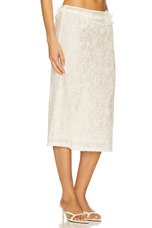 MARRKNULL Lace Layered Skirt in Cream