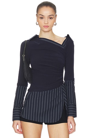 Faux Tow-piece Spliced Shirt MARRKNULL