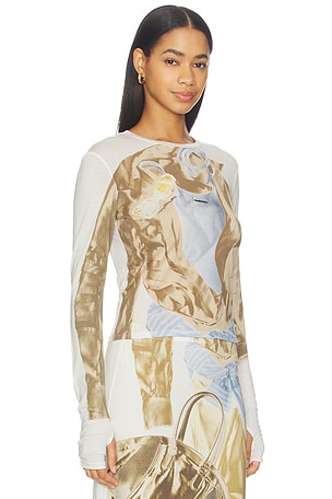 MARRKNULL Printed Top in Cream