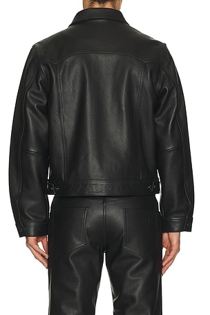 Midnight Rodeo Leather Trucker Jacket in Black
