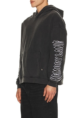 Memory Lane Iron Text Hoodie in Black