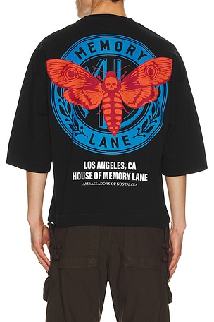 Memory Lane Layered Icons Crop Tee in Black. Size XL/1X. Also