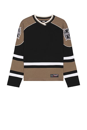 Memory Lane Shield Hockey Jersey in Black. Size XL/1X. Also
