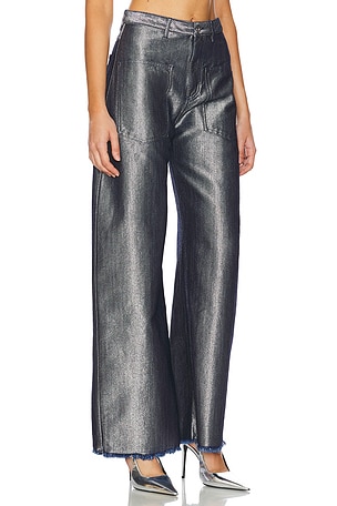 Marques ' Almeida Silver Denim Boyfriend Jeans in Metallic Silver