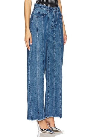 Marques ' Almeida Denim Boyfriend Trousers With Seam Lines in Blue