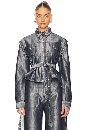 Silver Denim Cinched Jacket With Belt Marques ' Almeida