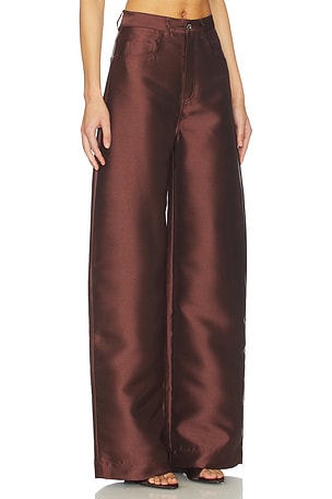 Marques ' Almeida Heavy Satin Boyfriend Trouser in Brown