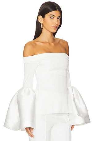 Marques ' Almeida Mikado Rib Jersey Off The Shoulder Top in White