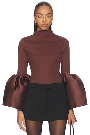 Heavy Satin Turtleneck Puff Sleeve Top Marques ' Almeida