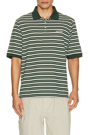 GOAT Pique Stripe Polo Manors Golf