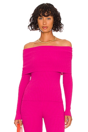 MSGM Off The Shoulder Sweater in Pink | REVOLVE